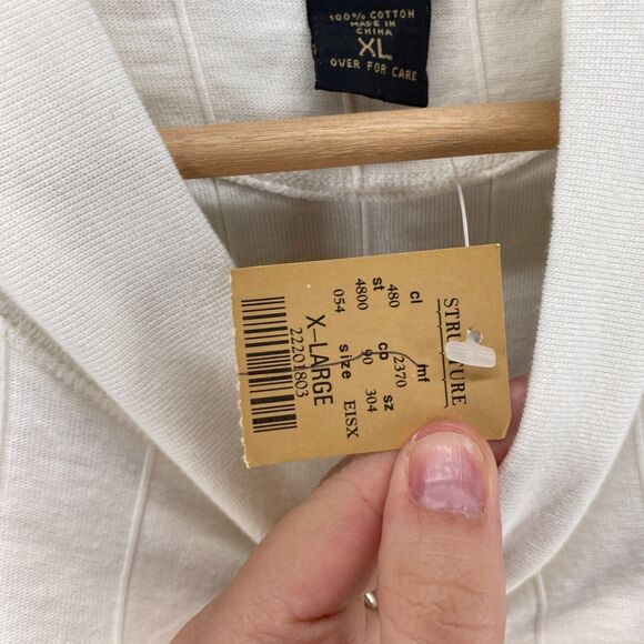 New Structure Sweater Pullover Women XL White Knit High Neck Long Sleeve Cotton - Picture 5 of 9